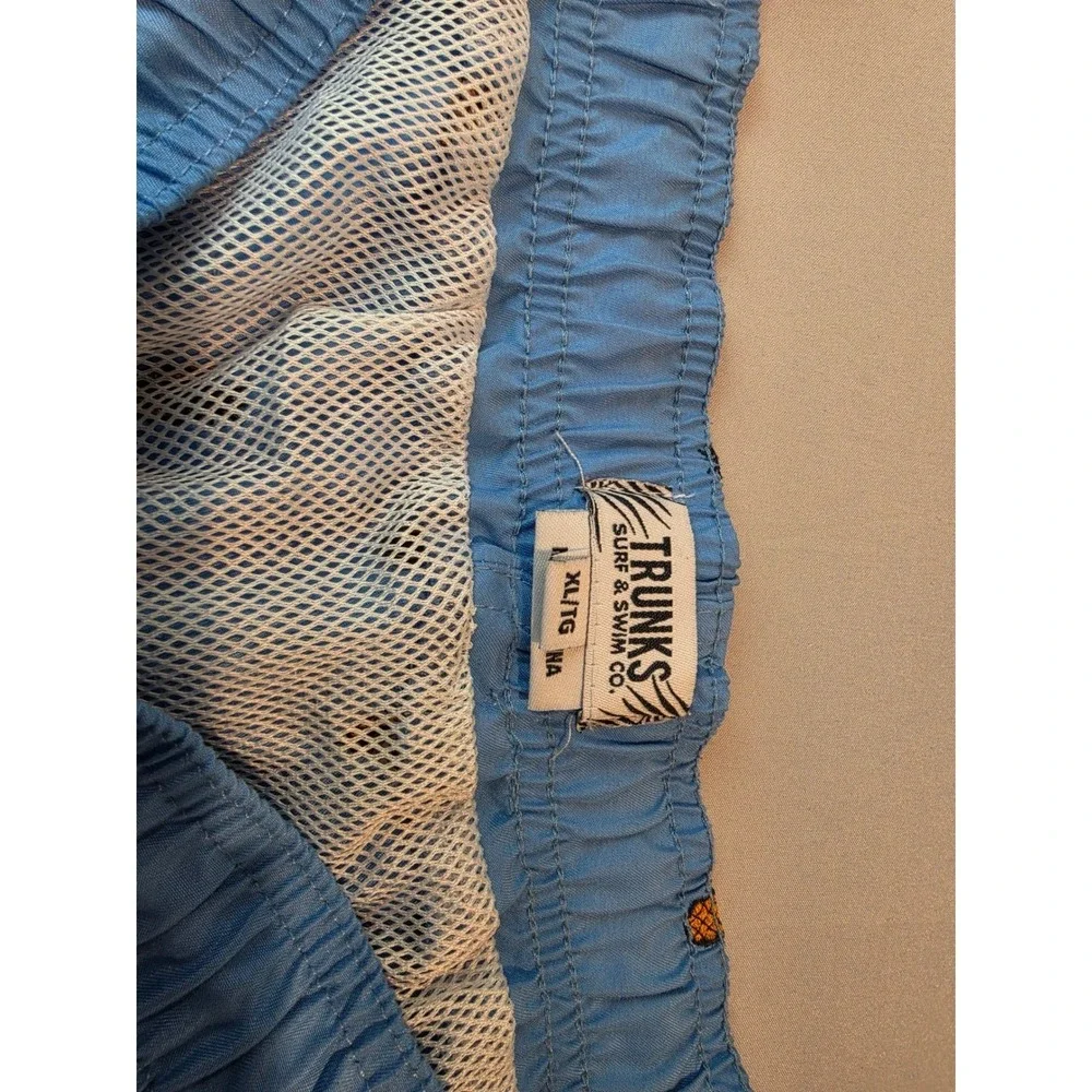 Trunks Surf & Swim Co Mens Blue Pineapple‎ Embroidered Swim Trunks XL 0769